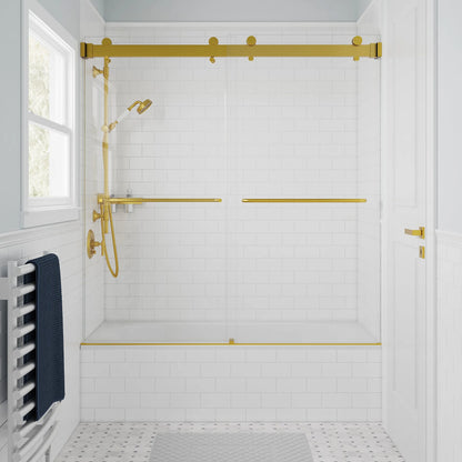 Verona Air Satin Gold Bypass Sliding Shower Door (NJ)