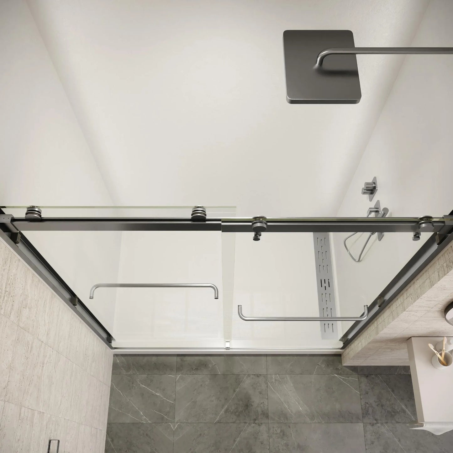 Verona Light Brushed Nickel Frameless Sliding Shower Door (NJ)